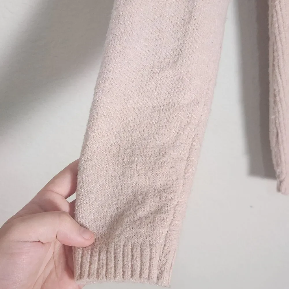 Market & Spruce Women's V Neck Knit Sweater Blush Pink Soft Pullover Small
